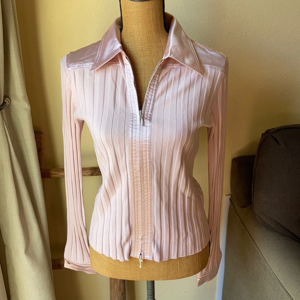 CAbi Silk Cotton Blend Pink Cardigan